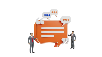 Businessmen and Chat Bubbles: Communication Concept