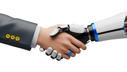 Human and Robot Shaking Hands