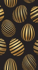 Elegant golden easter eggs on black background for decorative design