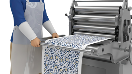 Textile Printing Machine with Patterned Fabric