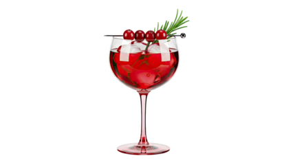 Red Berry and Rosemary Cocktail in a Wine Glass