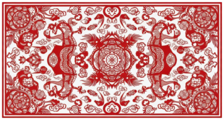 Chinese Window Grille png Asian Lattice cutout Red Papercut png Oriental Design cutout Traditional Pattern png Floral Ornament cutout Decorative Panel