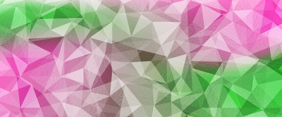 Light Pink, Green vector of small triangles on white background. Illustration of abstract texture of triangles. Pattern design for banner, poster, cover.