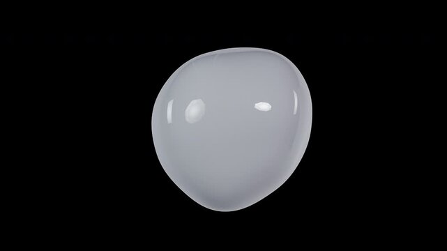 Abstract 3D rendering of smooth white milk liquid blob morphing loop