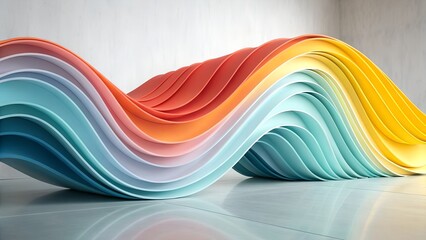"Vibrant Layered 3D Waves with Gradient Rainbow Colors"