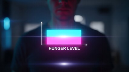 Digital Hunger Level Indicator Digital Display Health Monitoring Nutrition. Concept featuring hunger level, digital display, health monitoring, nutrition, wellness.
