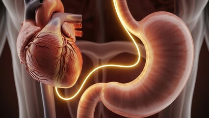 Heart and Stomach Connection Illustration Anatomy Medical Human Body. Concept featuring heart, stomach, anatomy, medical, human body.