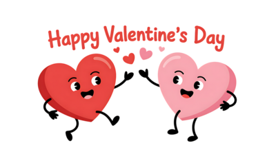 Charming valentine s day illustration featuring two adorable hearts holding hands with a sweet message