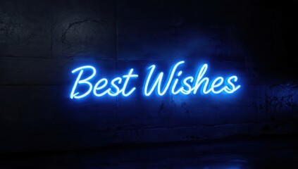Neon Sign Best Wishes on Dark Background