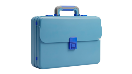 Blue Briefcase with Gray Handle and Blue Accents