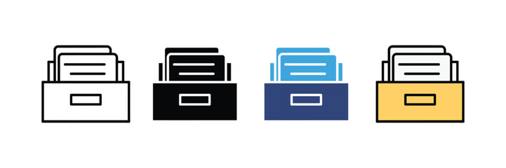document tray icon set. file organization and storage symbol. vector illustration
