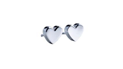 Shiny Metallic Heart Stud Earrings