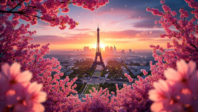 sunset over the city
