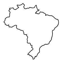 Fototapeta premium Brazil Map Outline Silhouette on Transparent Background – Black Country Contour of Brazil, South America
