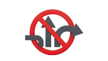 No U-turn and straight ahead prohibition symbol