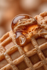 Honey or syrup dripping onto waffle cone