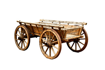 Fototapeta premium Antique Wooden Cart with Large Spoked Wheels