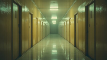 Liminal Space Endless Hallway with Subtle Fear