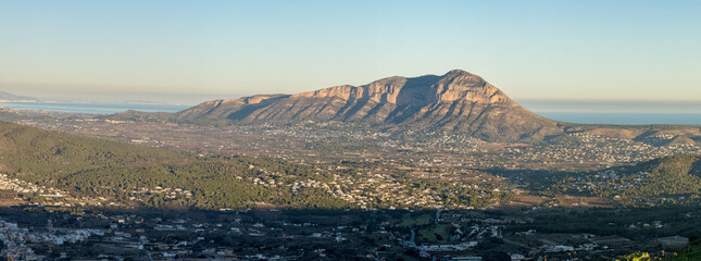 Sunset light over Montg? mountain and Mediterranean coast