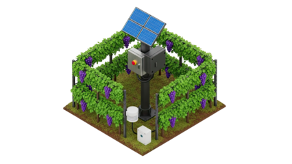 Solar-Powered Vineyard Monitoring System with Grapes and Weather Station
