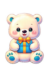 Obraz premium teddy bear with a gift