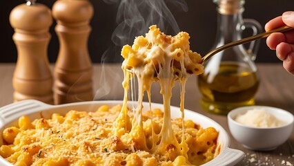 Delicious Italian gourmet meal featuring fresh spaghetti pasta with tomato sauce, savory bacon, and cheese served on a white dinner plate for a healthy lunch or dinner