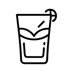 Line art illustration of a cocktail glass with a slice of lemon  