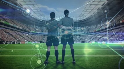 Animation of data processing over rugby players