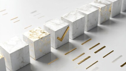 Marble Blocks with Gold Accent Marks Success