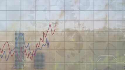 Animation of data processing over moving cogs - Powered by Adobe