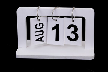 August 13 on calendar on black background