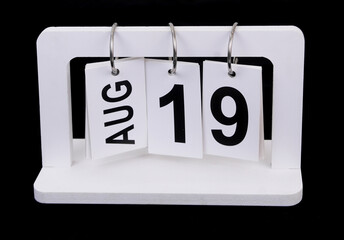 August 19 on calendar on black background