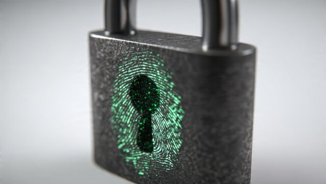 Padlock with fingerprint scanner for security - Powered by Adobe