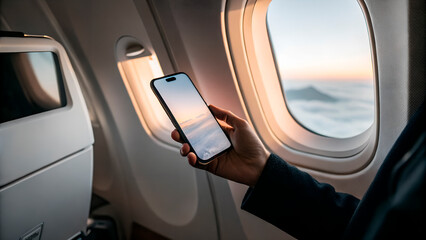 Smartphone in Airplane Mode in Hand on Neutral Background, Digital Detox Concept