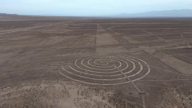 Nasca lines (Spiral, circle) Aerial, Peru
