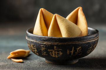 Fortune Cookies Still Life on Dark Background &ndash; AI Generative