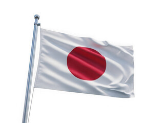Japanese flag flying isolated on transparent background
