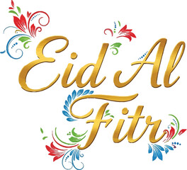 Obraz premium Golden Eid Al Fitr Greeting with Floral Designs