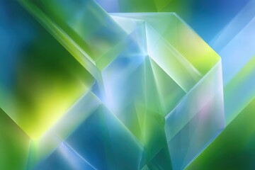 Abstrakte transparente 3D-W&uuml;rfel in Gr&uuml;n und Blau als futurischer Technologiehintergrund