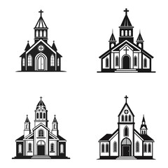 Collection of Church Silhouettes and Icons