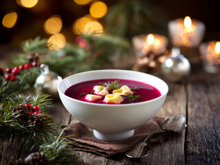 Christmas Beet Soup with Dumplings &ndash; AI Generative