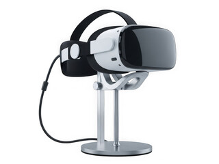 Virtual reality headset on stand isolated on transparent background