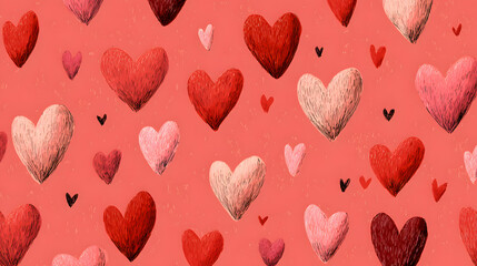 Sketched Heart Illustrations in a Playful Repeating Pattern