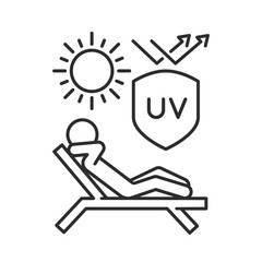 Safe tan icon, protection from sun rays, thin line vector illustration