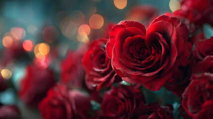 Romantic Bouquet of Red Roses for Valentine's Day or Anniversary Celebration