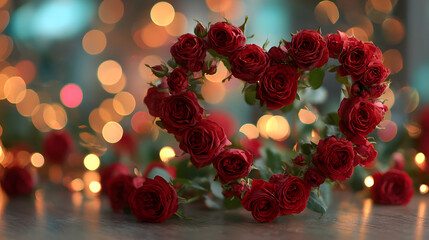 Close-up of Dark Red Roses with Soft Dreamy Lighting and Sparkle