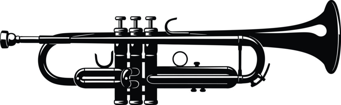 Silhouette of a standard b flat trumpet musical instrument