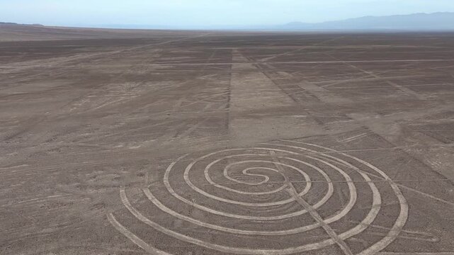 Nasca lines (Spiral, circle) Aerial, Peru