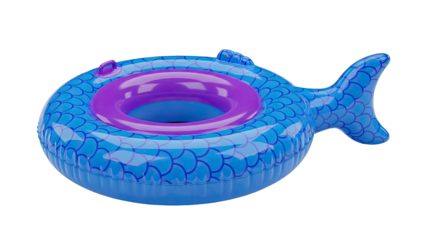 Blue Fish Inflatable Swim Ring with Purple Accents