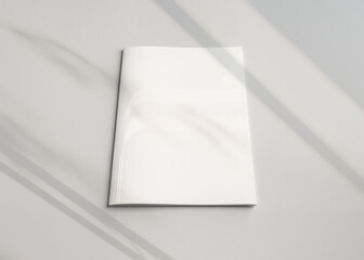 Magazine cover with soft shadows Mockup. Blank template of a catalog on white. 3D rendering